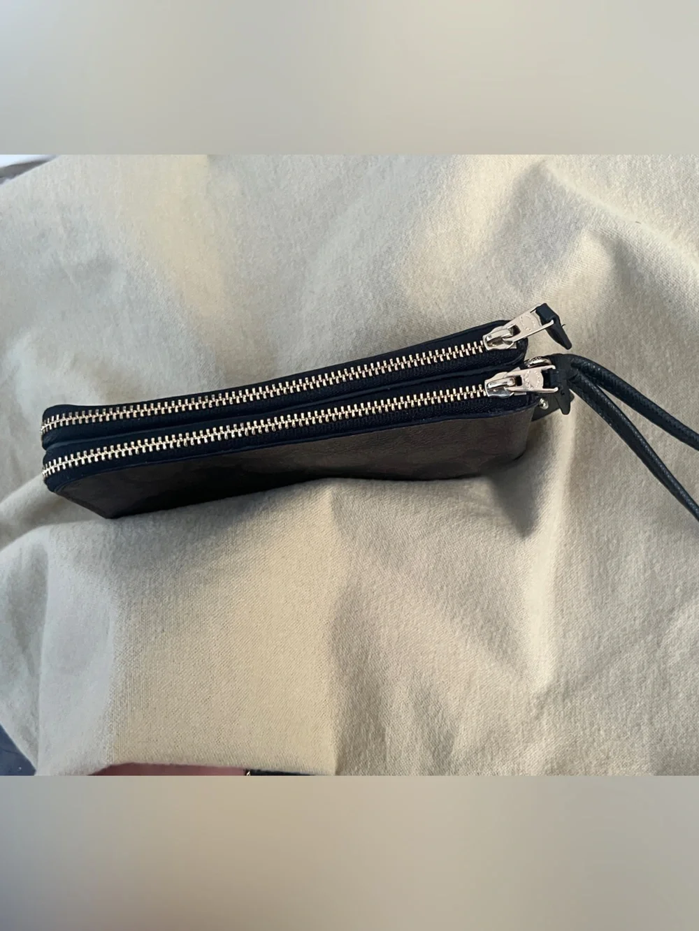 Coach Navy and Black Signature Card Pouch